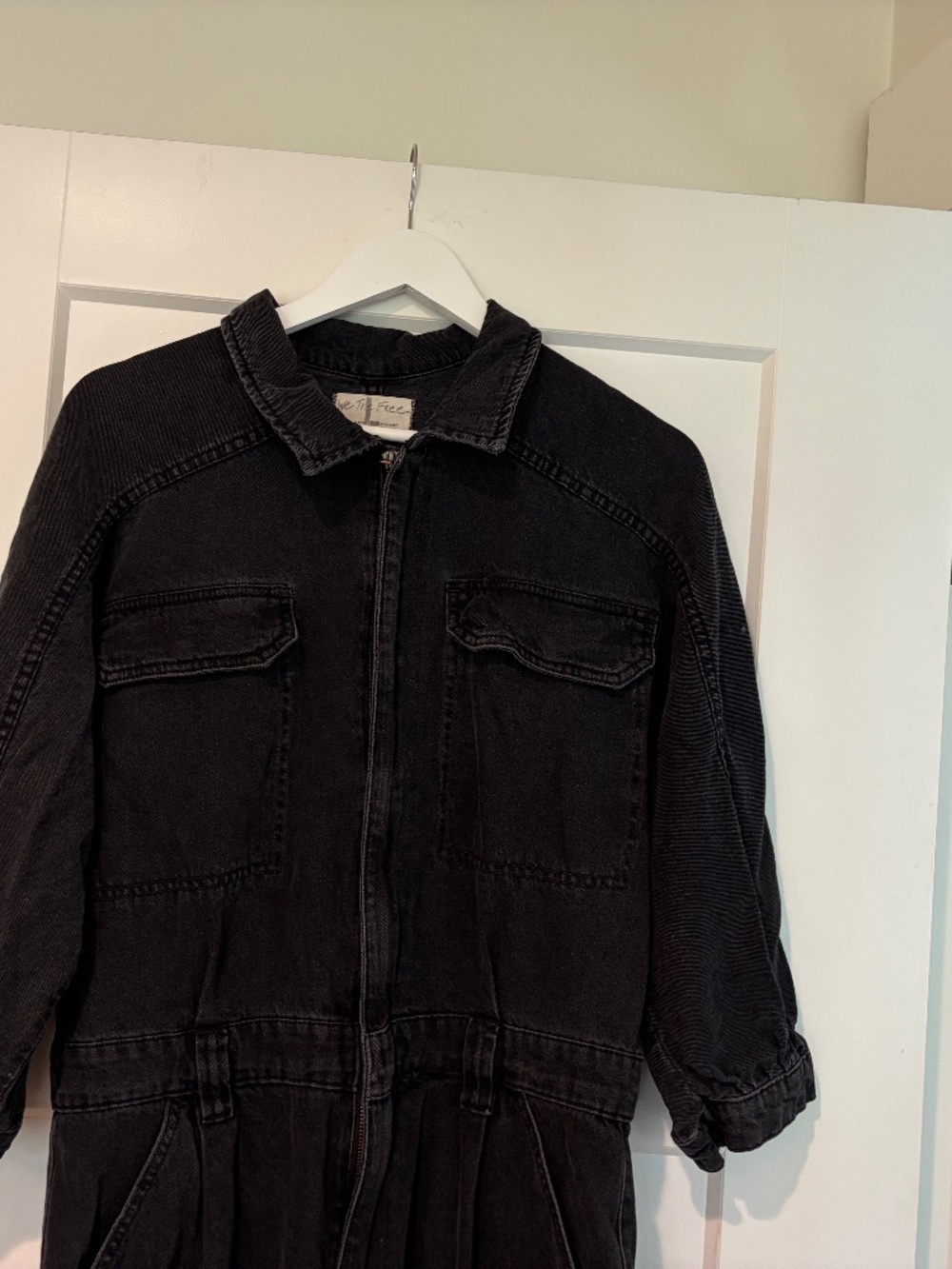 WE THE FREE BLACK DENIM ZIPPER JUMPSUIT LARGE L - Picture 6 of 11